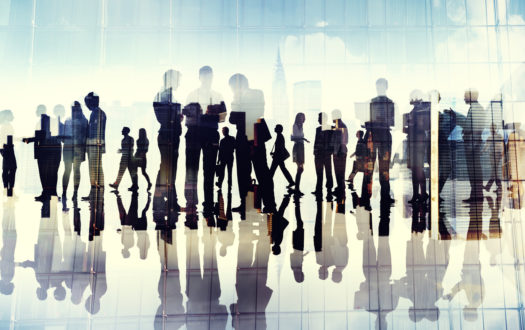 Silhouettes of Business People Working in an Office