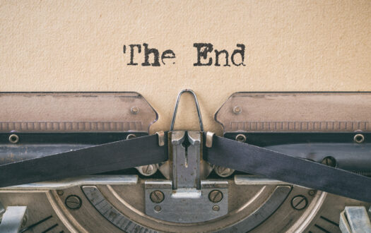Text written with a vintage typewriter -  The end